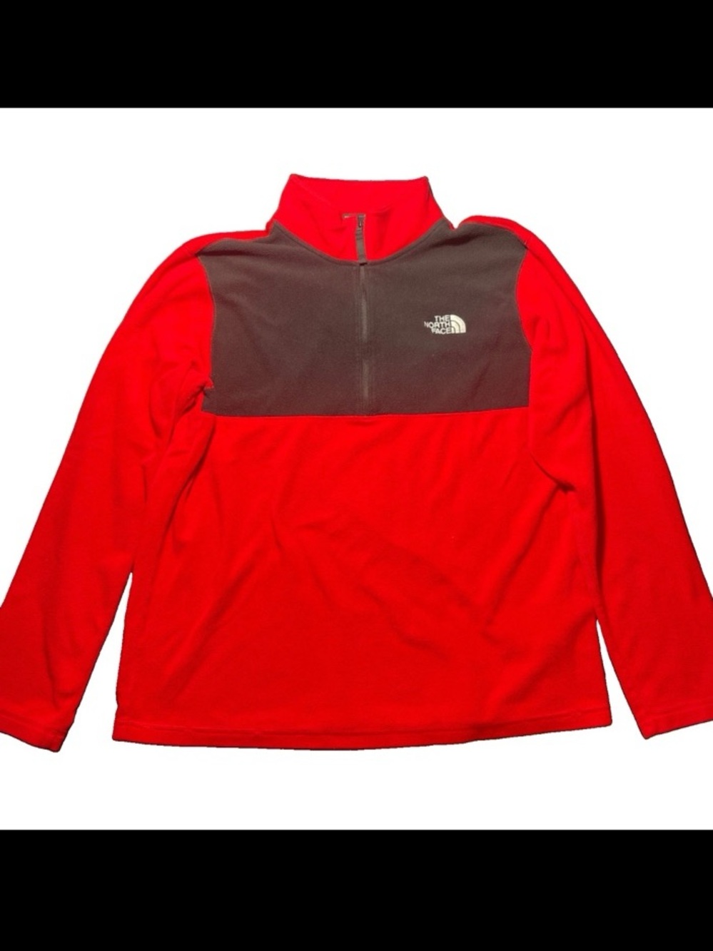 The North Face Men’s Red Gray Fleece 1/4 Zip Pullover Large